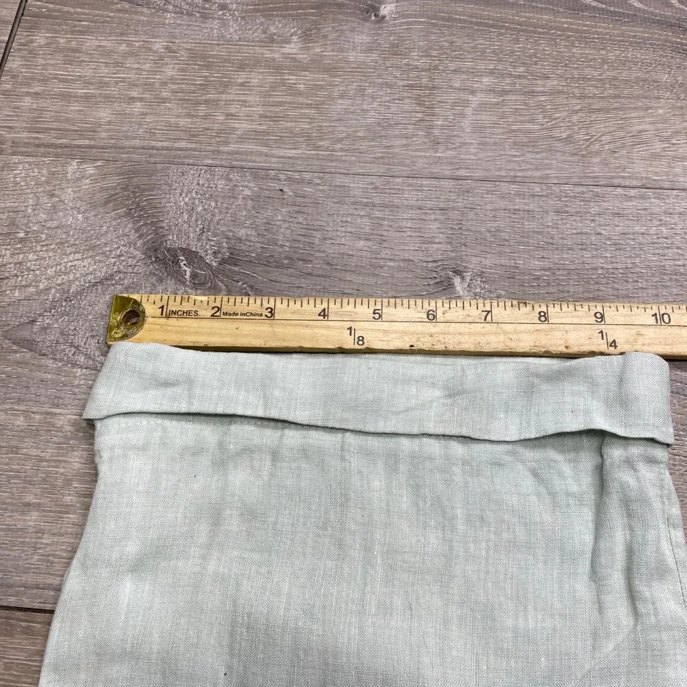 Inserch Dress Pants Mens 38x32 Green 100% Linen Pleated Cuffed Summer Beach